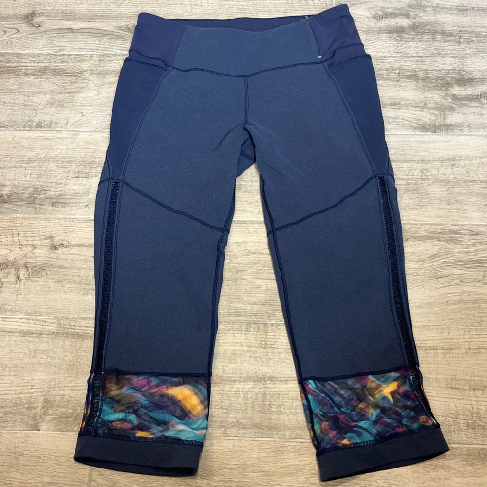Calla By Carrie Underwood Leggings Women Blue Mid Rise Cropped Stretch Size‎ M